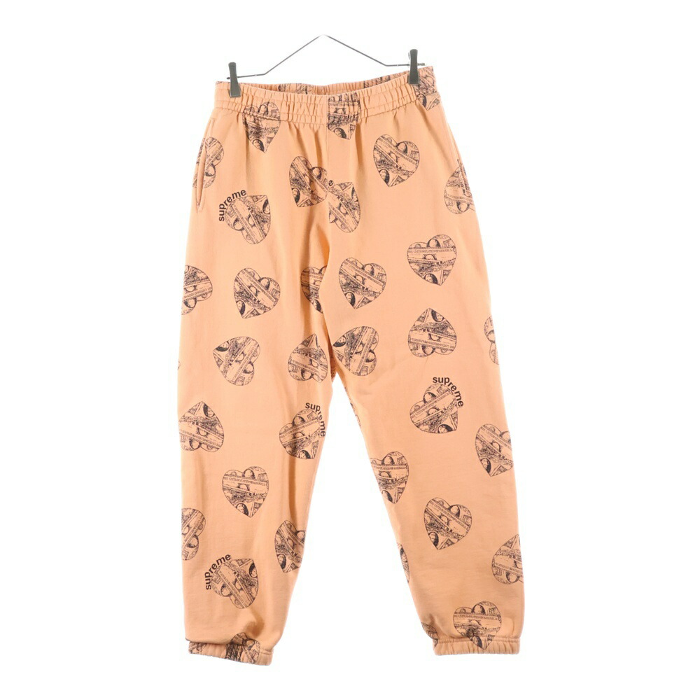 SUPREME(シュプリーム) 大きさ:S 24AW Love Cash Sweatpant ハート型総柄 スウェットパンツ オレンジ色【中古】【座標軸B】【色合いオレンジ色】【取りまわしバス発着場BRING福岡天神店】