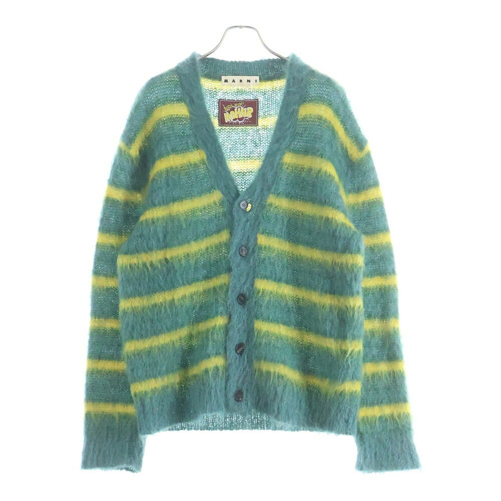 MARNI(マルニ) 大きさ:50 21AW FUZZY MUZZY MOHAIR V NECK KNIT CARDIGAN モヘヤ V素っ首 間借り人 編み物 ジレー 青み/緑であること/黄色 CDMG0051Q0 S17631【中古】【座標軸B】【色つや緑であること】【オンライン押さえる商いもの】