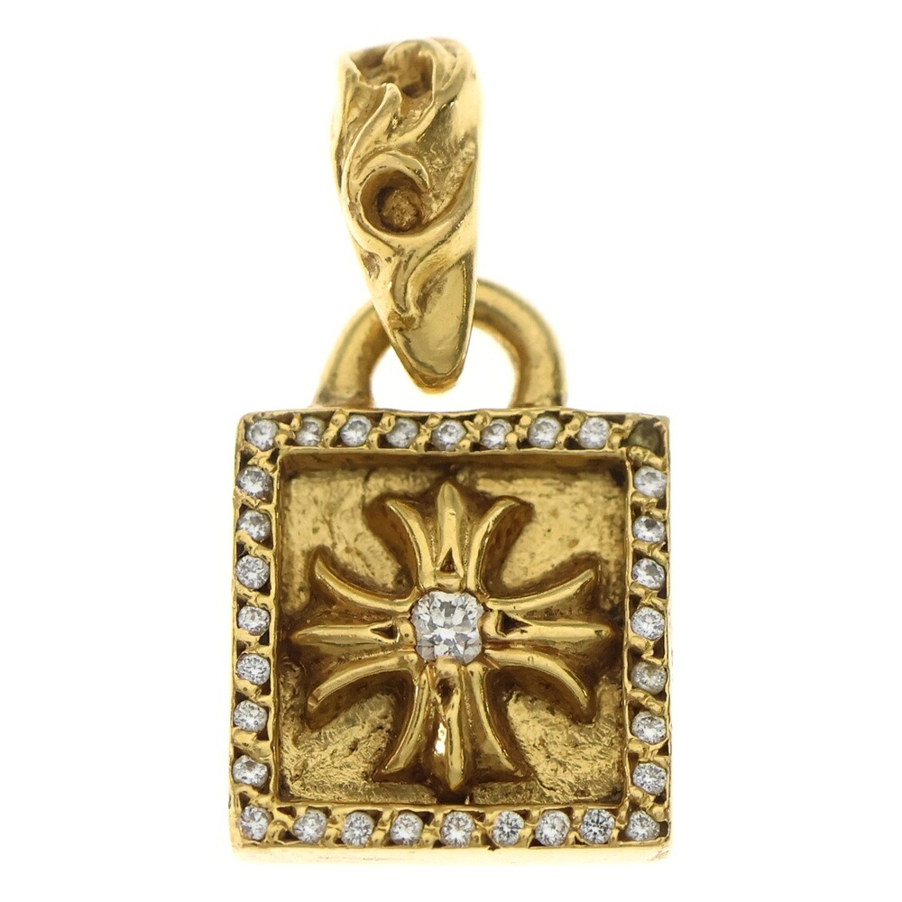 CHROME HEARTS(クロムハーツ) 22K FRAMED CH PLUS P/DIA フレームドCHつけ加える PAVE金剛石 シャンデリヤとっ始め ゴールド BCA048【中古】【度合いB】【色つやゴールド】【取りまわしバス発着場BRING福岡天神店】