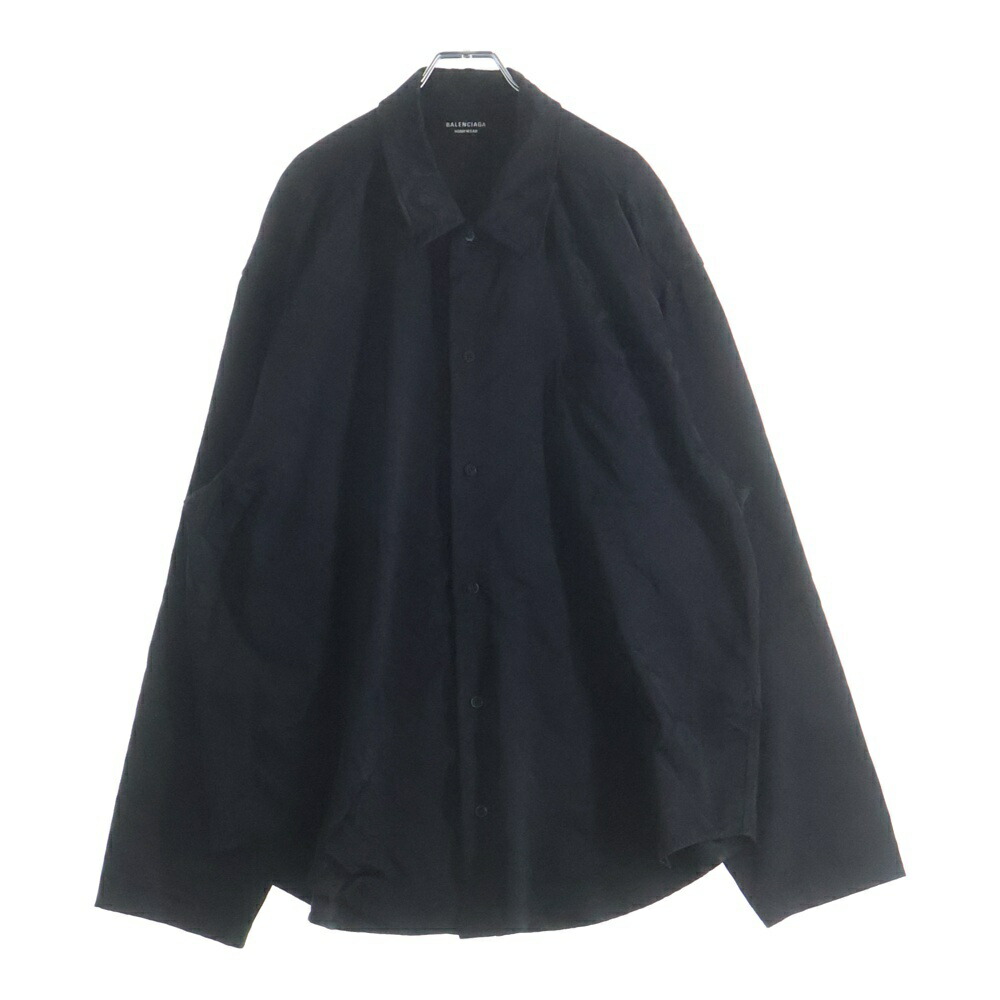BALENCIAGA(バレンシアガ) サイズ:37 21SS 総柄BBロゴ 長袖サテンシャツ ブラック 681812 TLD58【中古】【程度A】【カラーブラック】【取扱店舗BRING札幌店】