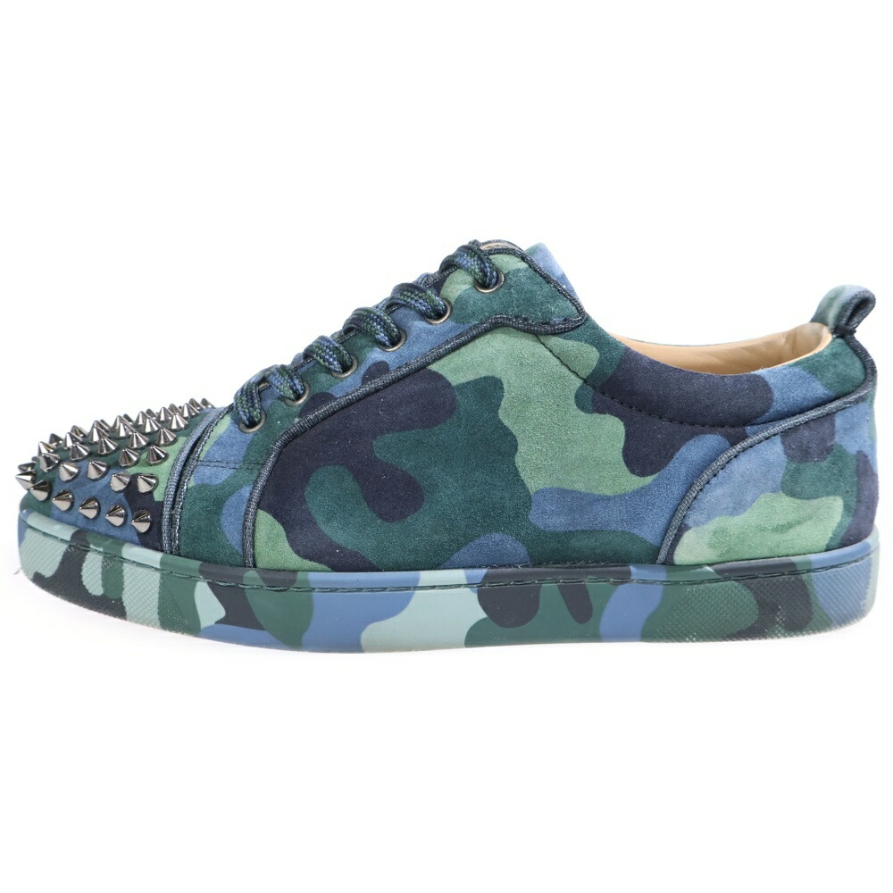 CHRISTIAN LOUBOUTIN(クリスチャンルブタン) 大いさ:40 ルイジュニアスパイクス ローカットスニーカー スエードクロス 米国海軍/緑であること【中古】【度合いB】【カラーネイビー】【取りまわしバス発着場BRING福岡天神店】 メンズ靴-靴-スニーカー