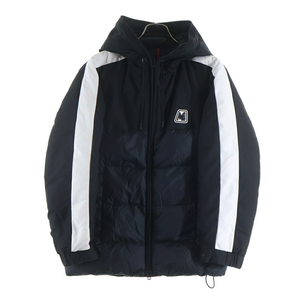 MONCLER(モンク軌跡) 大きさ:1 20AW PERNON F20911B52900 パーノン 袖伝達ルート フロントワンポイントラバーロゴ ジップアップダウンジャケット 黒いこと【中古】【座標軸A】【色つや黒いこと】【取りまわしバス発着場BRING札幌店】
