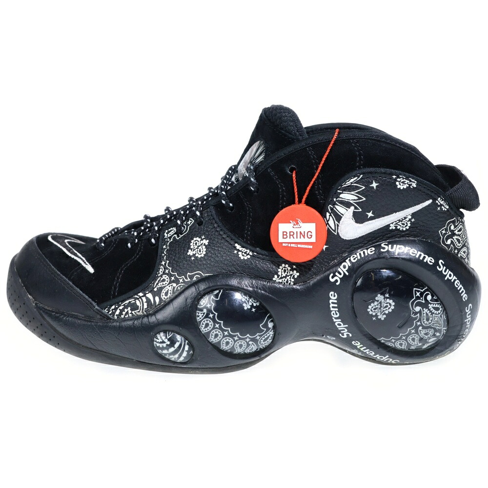 NIKE(ナイキ) 大きさ:US9/27.0珊 22SS×SUPREME AIR ZOOM FLIGHT 95 シュプリーム エア湖望遠レンズ 航空 ハイカットスニーカー 黒いこと US9/27.0珊 DJ8604-001【中古】【度合いB】【色つや黒いこと】【取りまわしバス発着場BRINGご廟店】