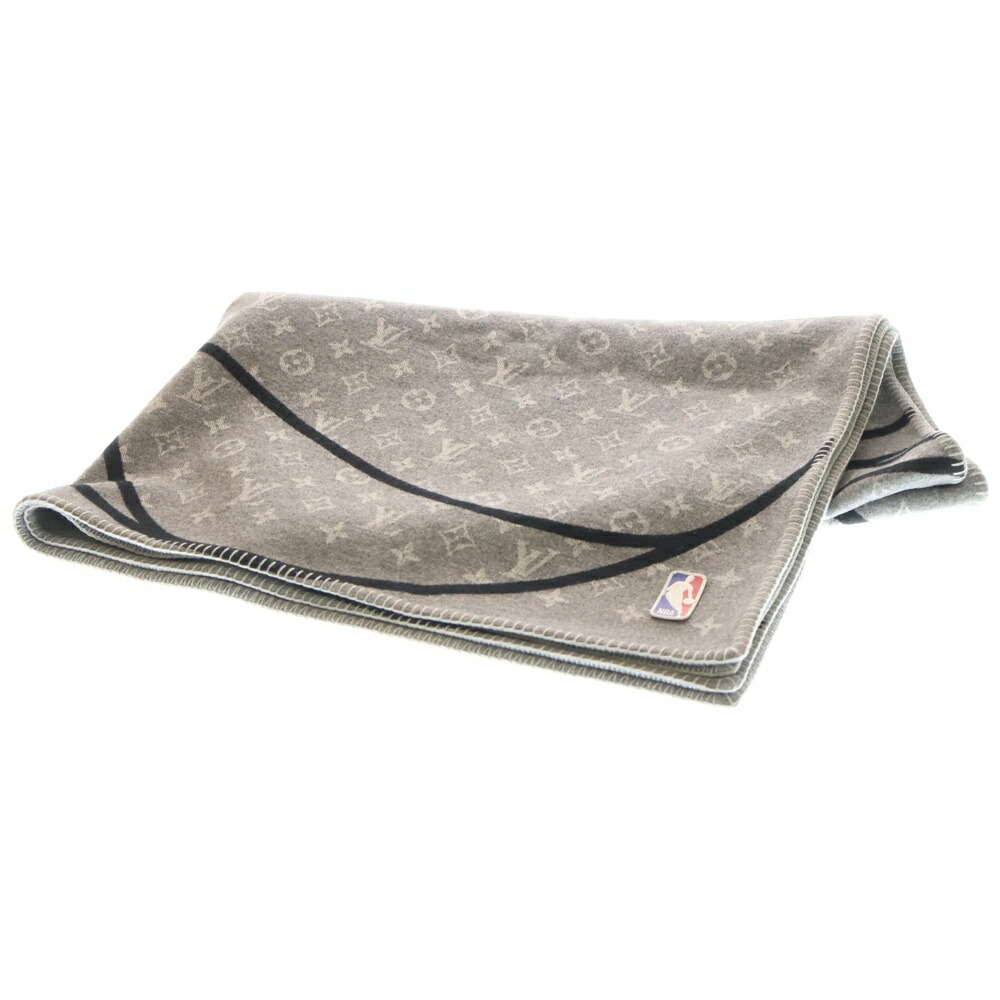 LOUIS VUITTON(ルイヴィトン) ×NBA カシミヤ モノグラム ブランケット クヴェルテュール MP2885【中古】【程度B】【カラーグレー】【オンライン限定商品】
