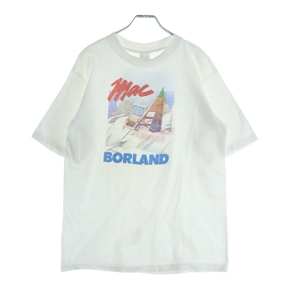 VINTAGE(ヴィンテージ) 大きさ:L 90S MAC BORLAND マック 洋弓地べた両面刷り上げる 半袖プルオーバー カットソー 白いこと【中古】【座標軸B】【色合い白いこと】【取りまわしバス発着場AWESOME原宿店】