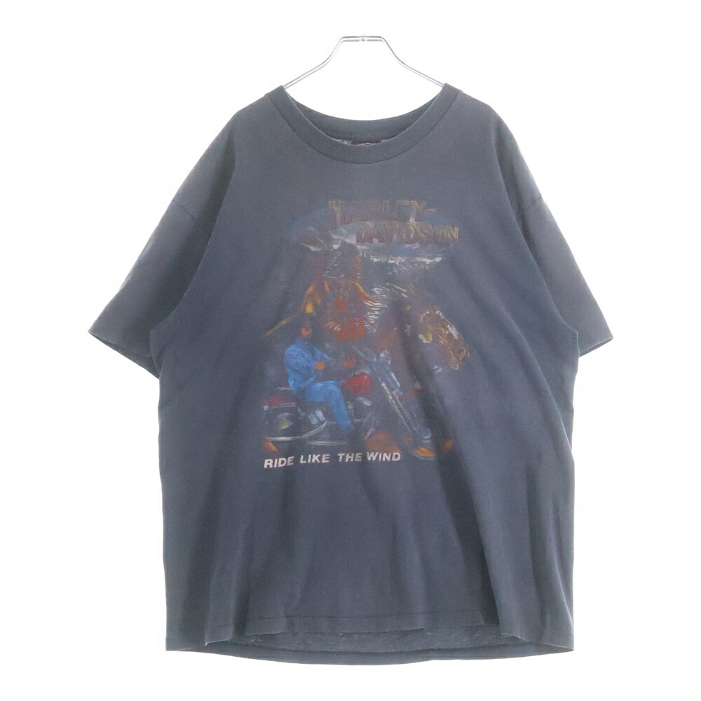 VINTAGE(ヴィンテージ) 大きさ:XL 90S Harley-Davidson T-Shirt ハーレーダビッドソン 半袖プルオーバー 薄墨色【中古】【座標軸B】【色合い薄墨色】【取りまわしバス発着場AWESOME原宿店】