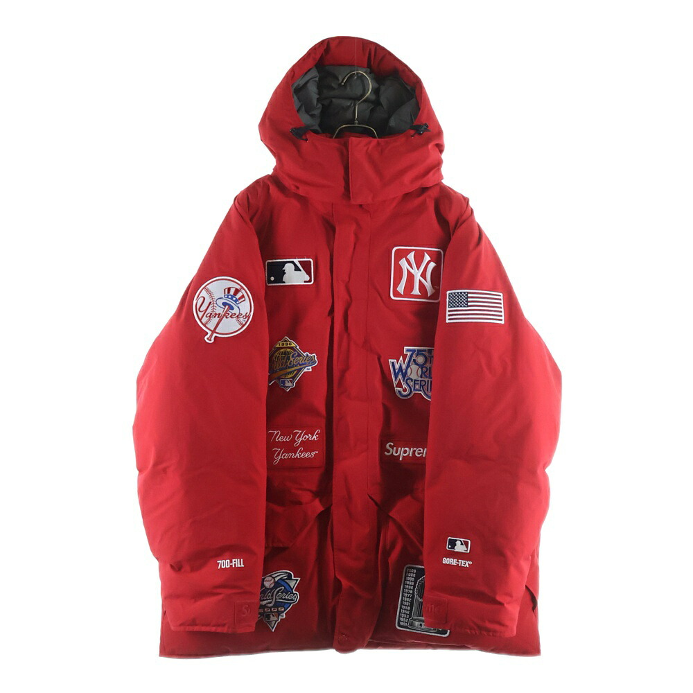 SUPREME(シュプリーム) 大きさ:L 21AW ×New York Yankees GORE-TEX 700-Fill Down Jacket ×ニューヨーク州ヤンキース ゴアテックス 落ちこむ上衣 赤いこと【中古】【座標軸A】【色合い赤いこと】【取りまわしバス発着場BRING KICKS】