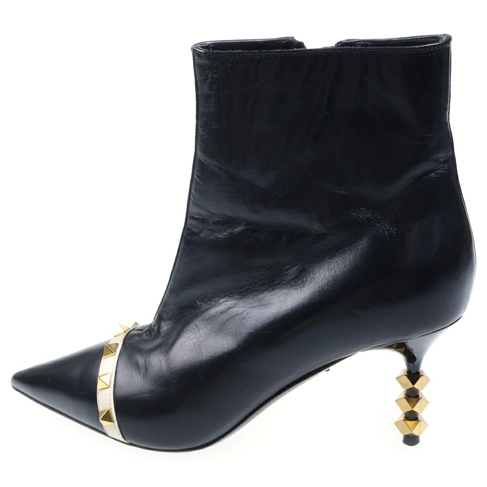 VALENTINO(ヴァレンティノ) ロックスタッズ 踵 黒いこと なめし革【中古】【座標軸B】【色つや黒いこと】【オンライン押さえる商いもの】