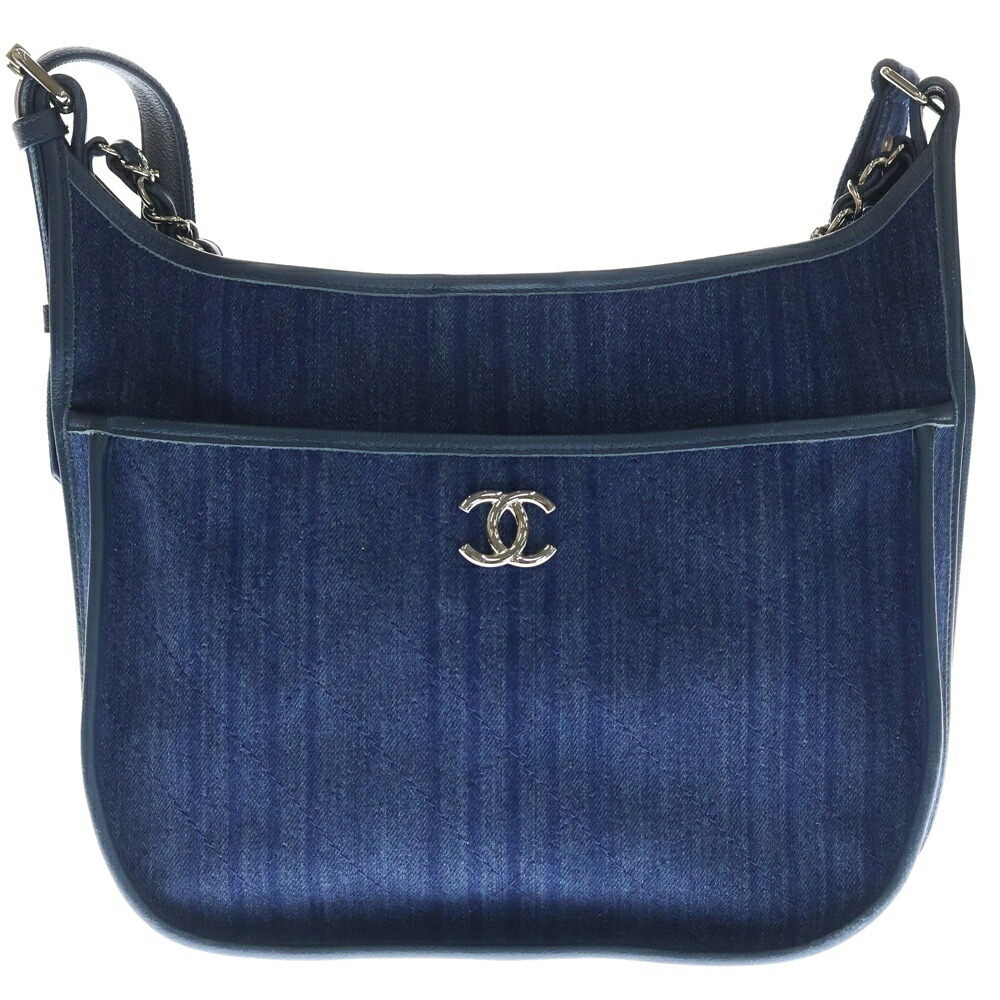 CHANEL(シャネル) マトラッセ ココマーク ジーンズ ショルダーバッグ しろがね色金具 A57641【中古】【度合いA】【カラーネイビー】【取りまわしバス発着場BRING：RED新宿東口店】 レディースバッグ-ショルダーバッグ・メッセンジャーバッグ