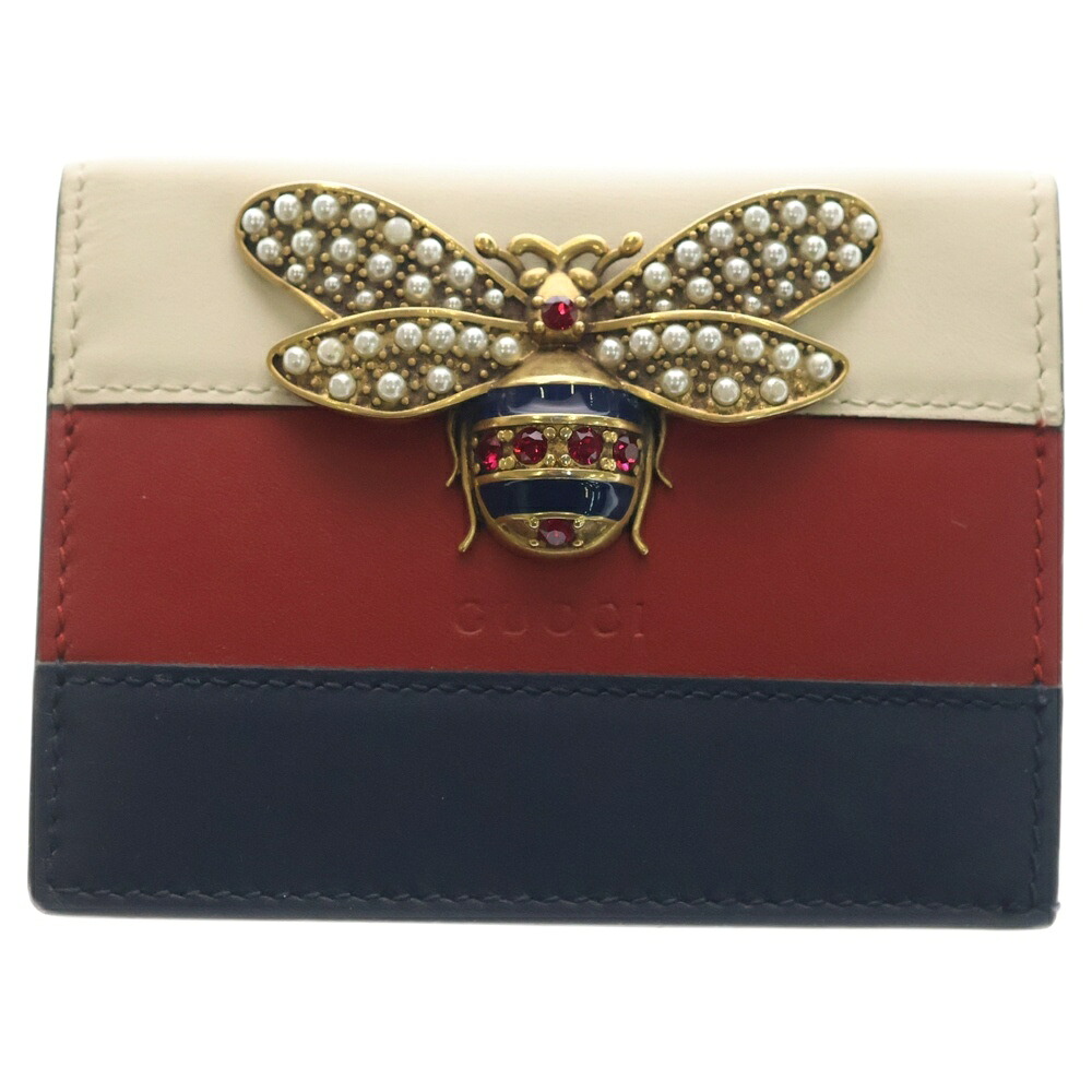 GUCCI(グッチ) 大きさ:- 皇后陛下マーガレット 2つ折り札入れ コンパクトウォレット コインケース マルチ色合い 赤いこと×白いこと×米国海軍 なめし革 476072 ゴールド金具【中古】【座標軸B】【色合い白いこと】【取りまわしバス発着場BRING心斎橋店】