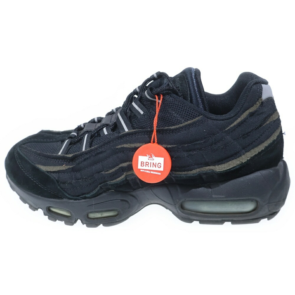 NIKE(ナイキ) 大きさ:24.0糎 × COMME des GARCONS AIR MAX 95 コムデ給仕 エア湖マックス95 ローカットスニーカー レディース 黒いこと US6/24糎 CU8406-001【中古】【座標軸B】【色つや黒いこと】【取りまわしバス発着場BRING聖堂店】