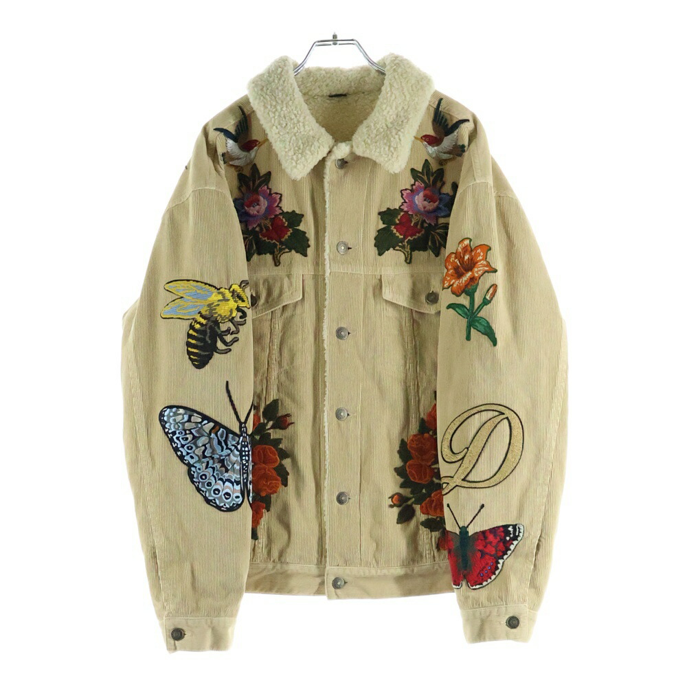 GUCCI(グッチ) 大きさ:52 刺しゅう フローラル コール天 ボア 上衣 ベージュ 458512【中古】【度合いB】【色つやベージュ】【オンライン押さえる商いもの】