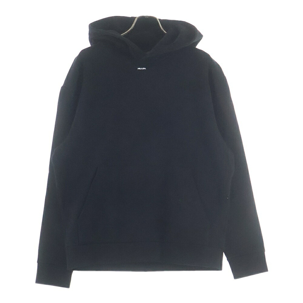 PRADA(プラダ) 大いさ:M テクニカルコットンフーディプルオーバーフーディー パーカー 黒いこと UJL84A【中古】【座標軸A】【色合い黒いこと】【取りまわしバス発着場新宿】 パーカー-トップス