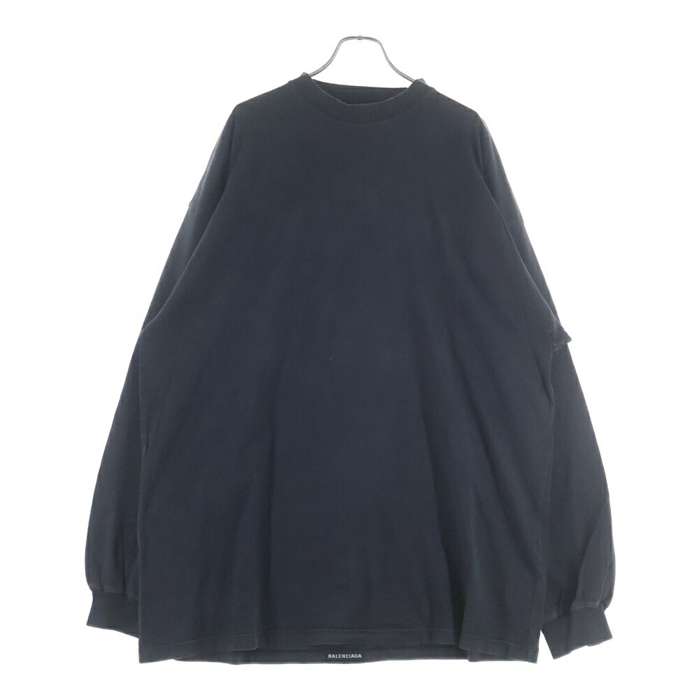 BALENCIAGA(バレンシアガ) 大きさ:4 21SS Back Label Oversized Long Sleeve Tee 693949 TMVC1 うしろ側付け札 厚地の外套大きさ長袖プルオーバー 黒いこと【中古】【座標軸B】【色合い黒いこと】【取りまわしバス発着場BRING亜米利加村店】