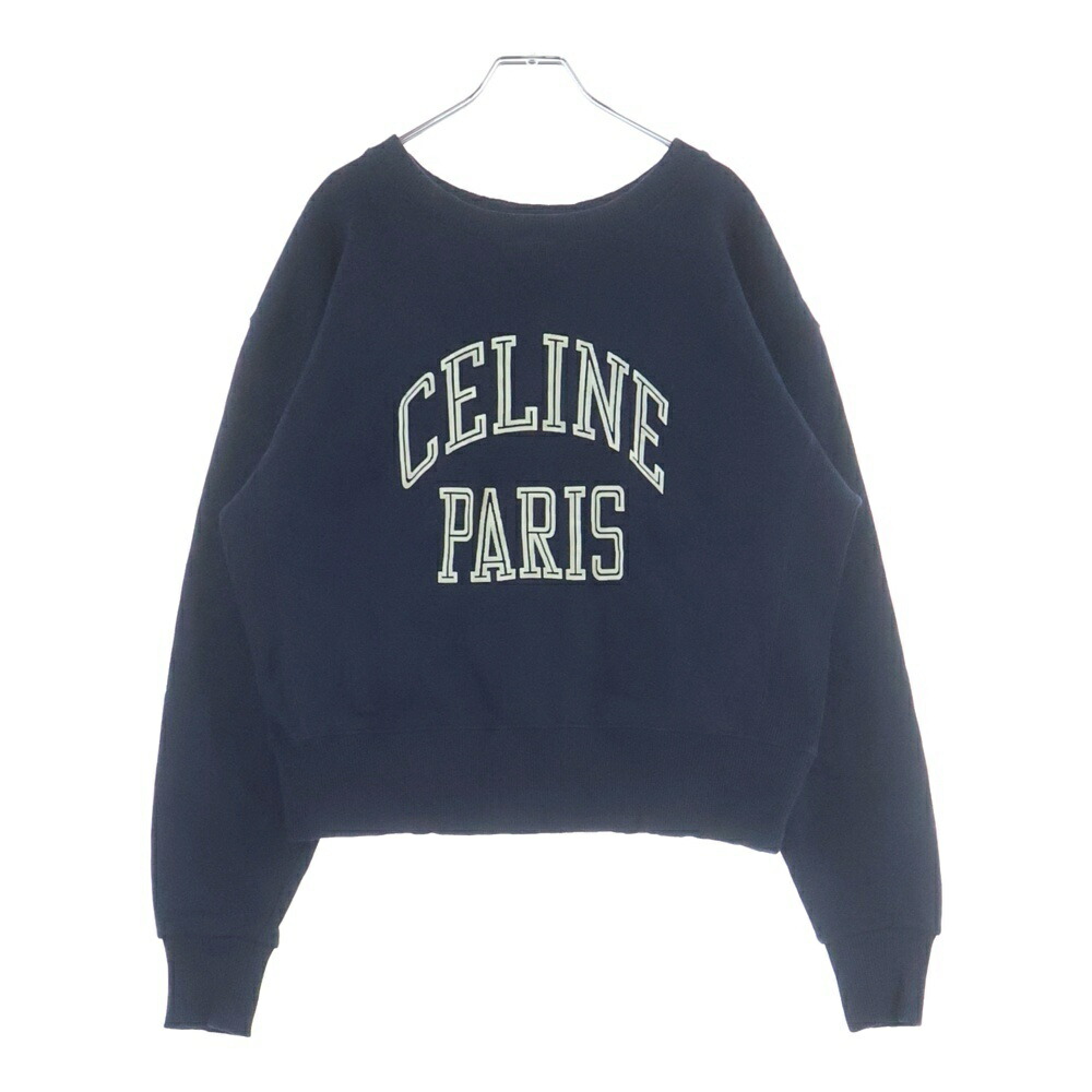 CELINE(セリーヌ) 大きさ:XS ルーズスウェットシャツ フロントロゴトレーナー 米国海軍 RY0J5345F【中古】【度合いA】【カラーネイビー】【取りまわしバス発着場新宿】