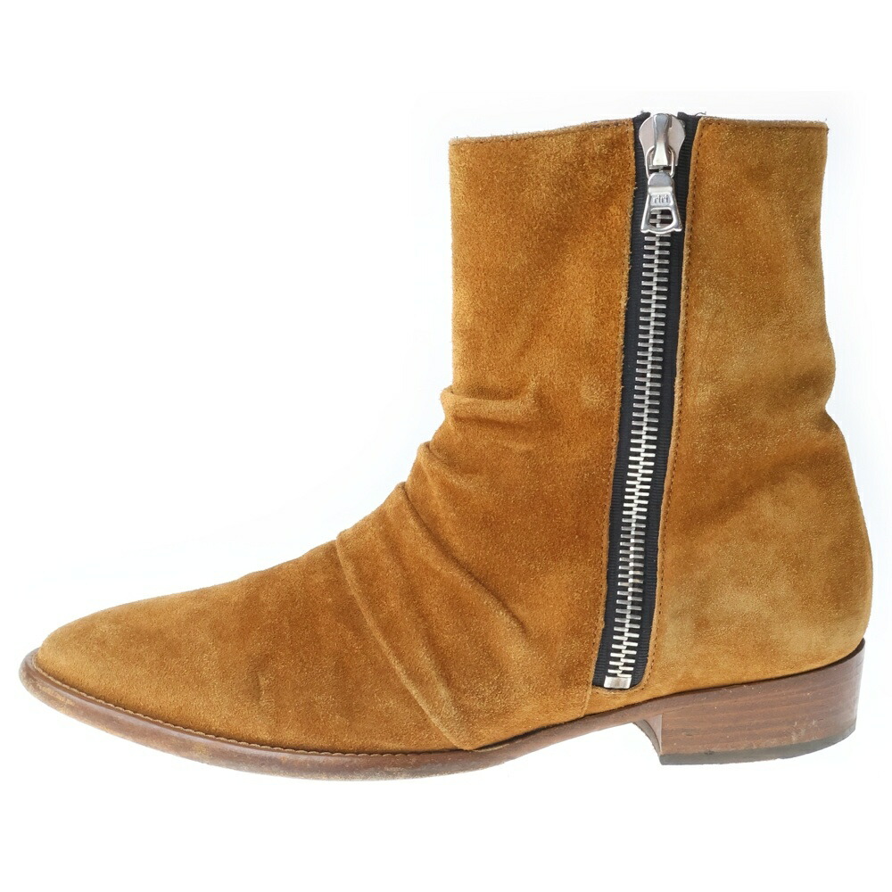 AMIRI(アミリ) サイズ:41 SKINNY STACK BOOT スキニー スタック サイドジップ スウェード ブーツ ブラウン MSSST-SUE【中古】【程度B】【カラーブラウン】【取扱店舗BRING心斎橋店】