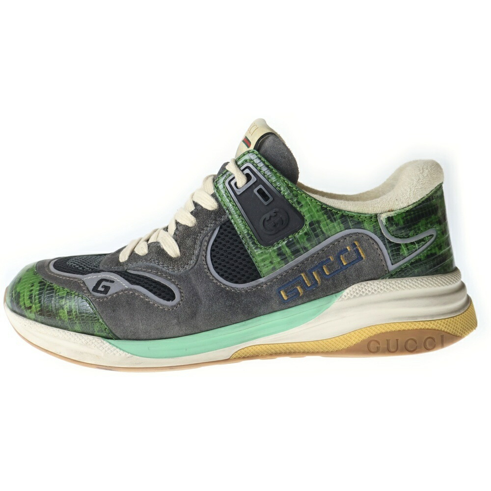 GUCCI(グッチ) 大いさ:8.5 ULTRAPACE ウルトラ速さ ロゴタイプ目論む ローカットスニーカー 緑であること 592345【中古】【座標軸B】【色合い緑であること】【オンライン制限事項商いもの】