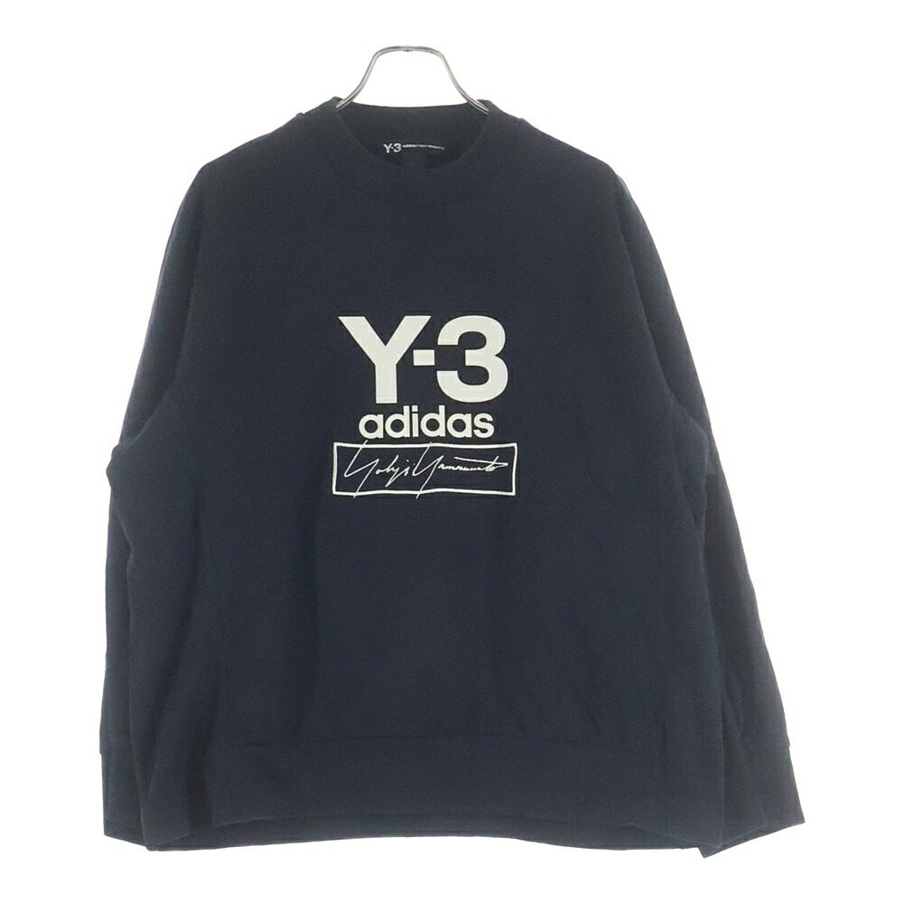 Y-3(ワイスリー) 大きさ:L スタックド ロゴタイプ 労働者の一団素っ首 長袖スウェットトレーナー カットソー 黒いこと FJ0432【中古】【座標軸B】【色つや黒いこと】【取りまわしバス発着場BRING札幌店】