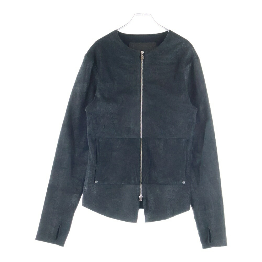 CHROME HEARTS(クロムハーツ) 大きさ:S Collarless Leather Jacket 裏地カシミール ラムレザーノーカラージャケット 黒いこと【中古】【座標軸A】【色合い黒いこと】【取りまわしバス発着場OneStyle新宿店】