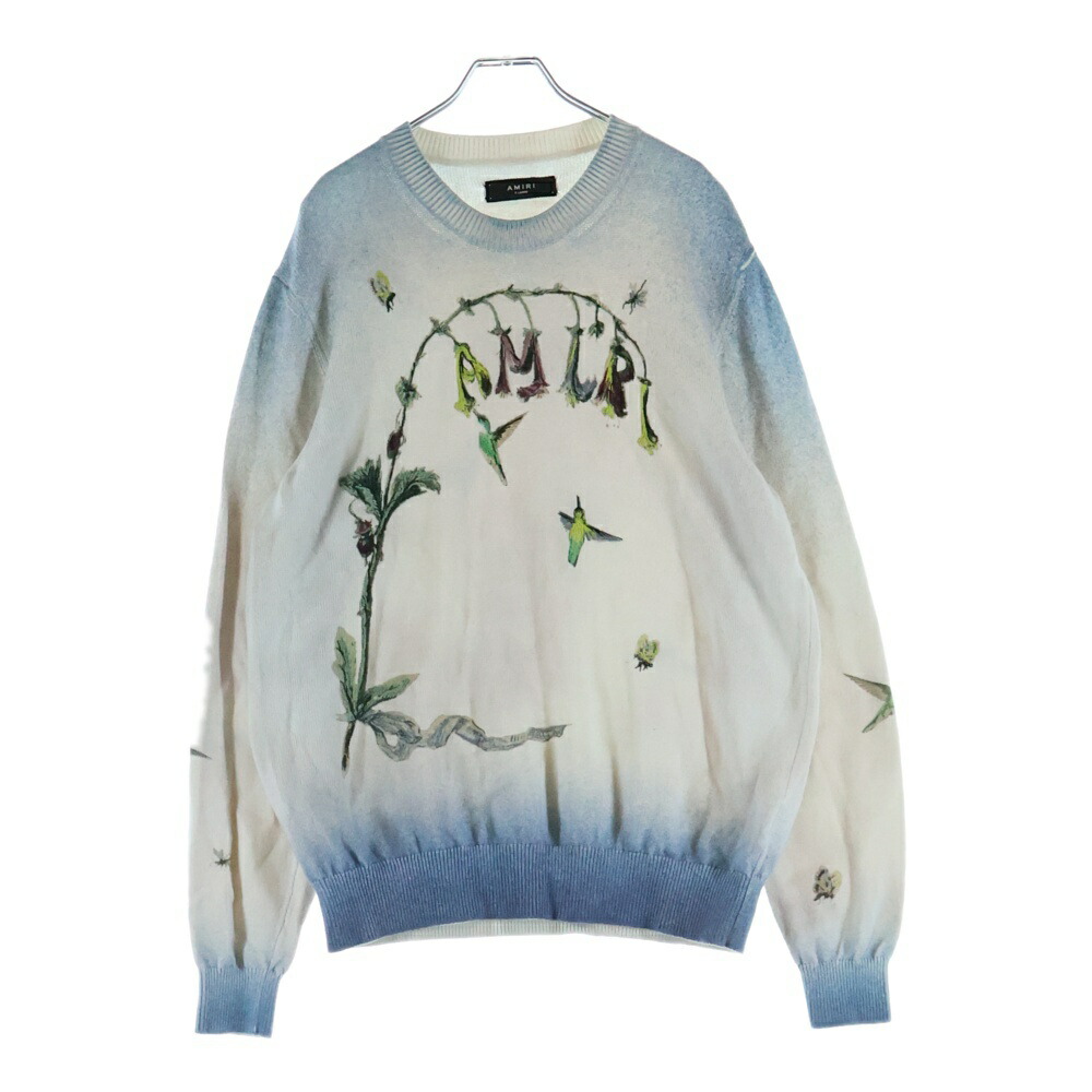 AMIRI(アミリ) 大きさ:XL Hummingbird motif embroidered jumper 刺しゅう 綿織物 プルオーバー 薄墨色【中古】【座標軸B】【色合い薄墨色】【取りまわしバス発着場BRING WASTE_NOT】