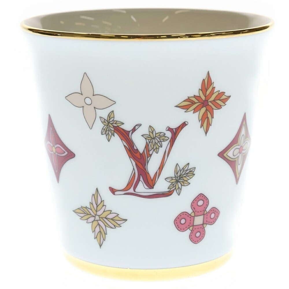LOUIS VUITTON(ルイヴィトン) モノグラム御花 ポーセリン コップ 食器 白いこと【中古】【座標軸A】【色つや白いこと】【オンライン押さえる商いもの】