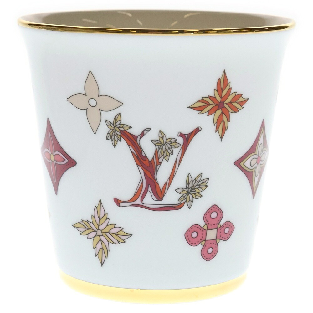 LOUIS VUITTON(ルイヴィトン) モノグラム御花 ポーセリン コップ 食器 白いこと【中古】【座標軸A】【色つや白いこと】【オンライン押さえる商いもの】