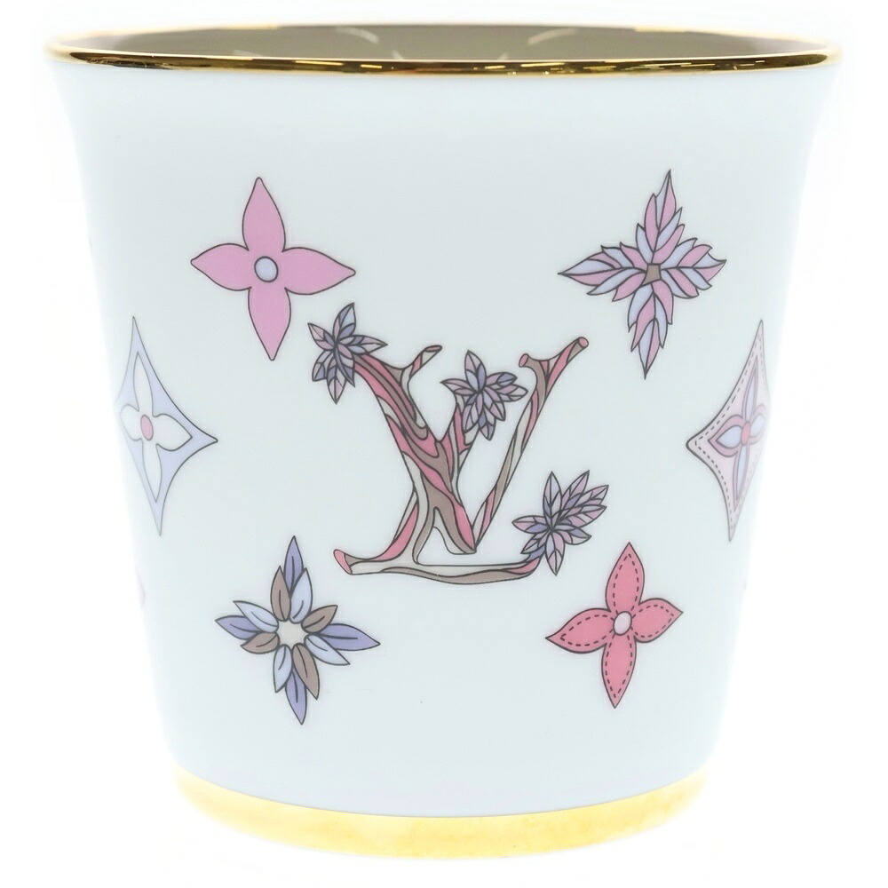LOUIS VUITTON(ルイヴィトン) モノグラム御花 ポーセリン コップ 食器 白いこと【中古】【座標軸A】【色つや白いこと】【オンライン押さえる商いもの】