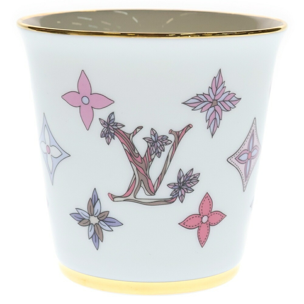 LOUIS VUITTON(ルイヴィトン) モノグラム御花 ポーセリン コップ 食器 白いこと【中古】【座標軸A】【色つや白いこと】【オンライン押さえる商いもの】