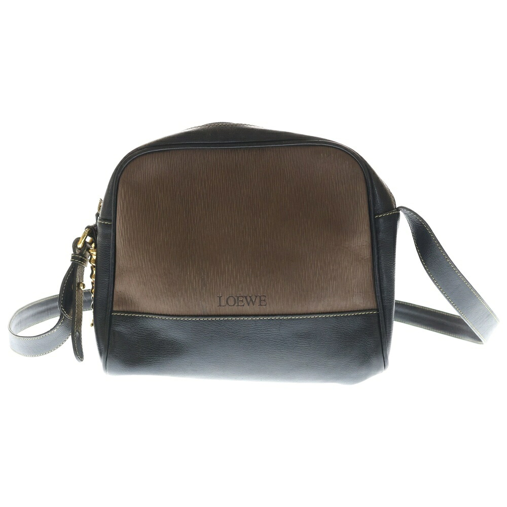 LOEWE(ロエベ) 大いさ:- ベラスケス ショルダーバッグ 赤銅色×黒いこと なめし革 ゴールド金具【中古】【度合いB】【色合い赤銅色】【オンライン制限事項商いもの】 ショルダーバッグ・メッセンジャーバッグ-レディースバッグ