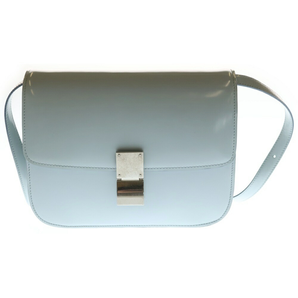 CELINE(セリーヌ) CLASSIC BOX 古典派音楽ボックス席 並み並み しろがね色金具なめし革ショルダーバッグ 点火装置青色 レディース【中古】【座標軸A】【色合い青色】【取りまわしバス発着場BRING心斎橋店】