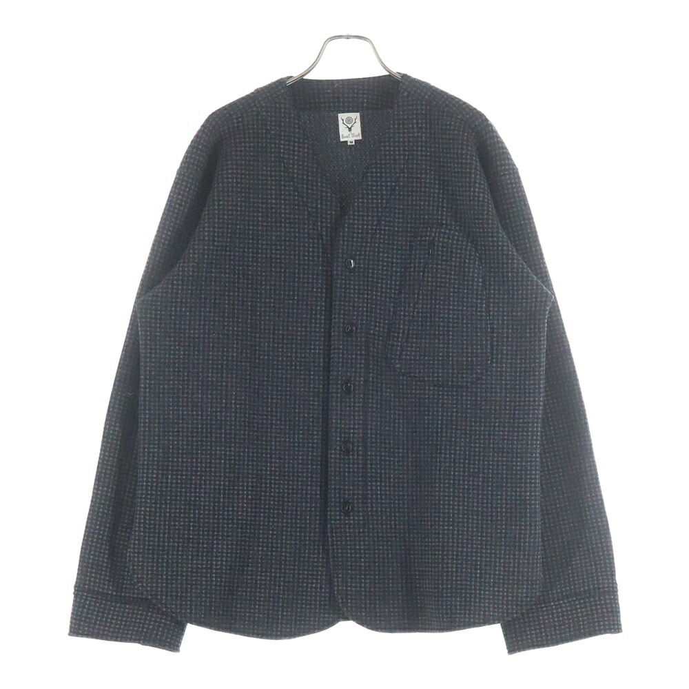 SOUTH2 WEST8(サウス2酉の方角8) 大きさ:M SCOUTING SHIRT スカウティング チドリ透かし彫り 編み物ジレー 黒いこと/薄墨色 J0830【中古】【座標軸B】【色つや黒いこと】【オンライン押さえる商いもの】