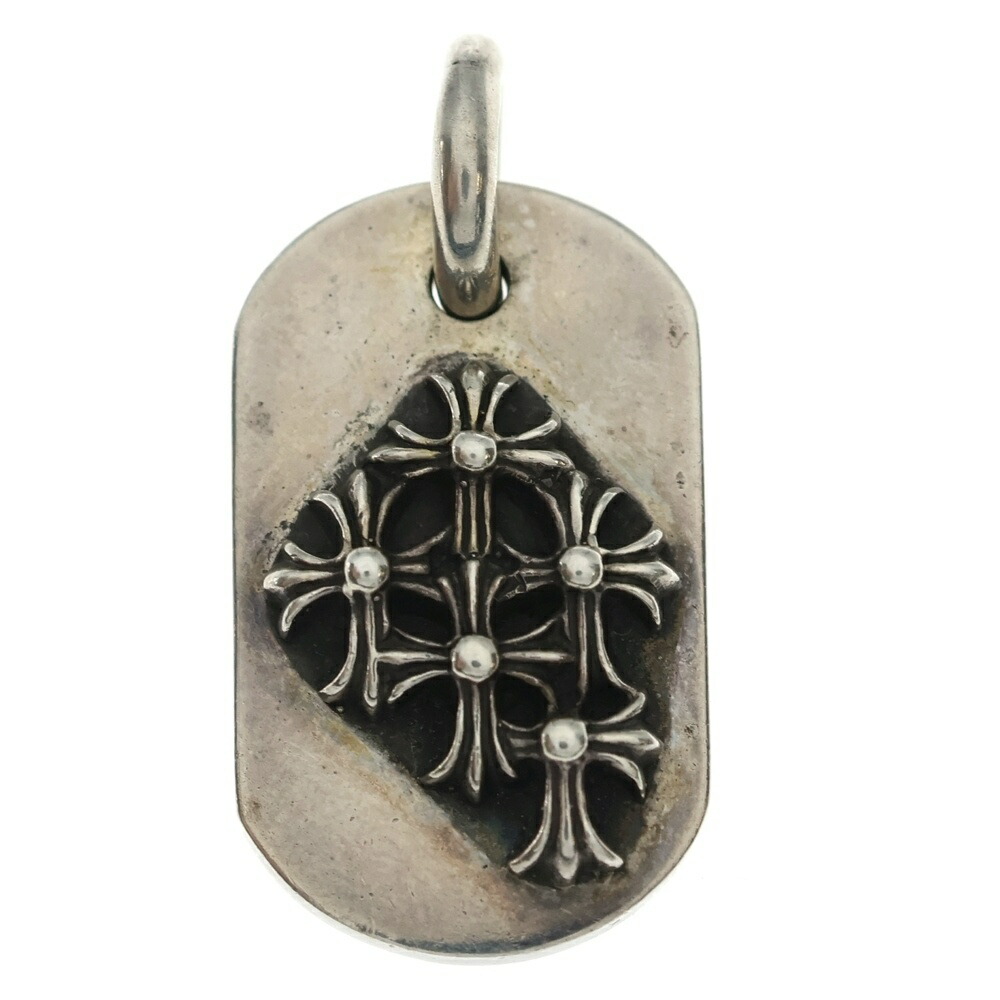 CHROME HEARTS(クロムハーツ) RAISED DOGTAG レイズドドッグタグ 惹きつける しろがね色首飾りいの一番【中古】【座標軸B】【色合いしろがね色】【取りまわしバス発着場OneStyle原宿店】