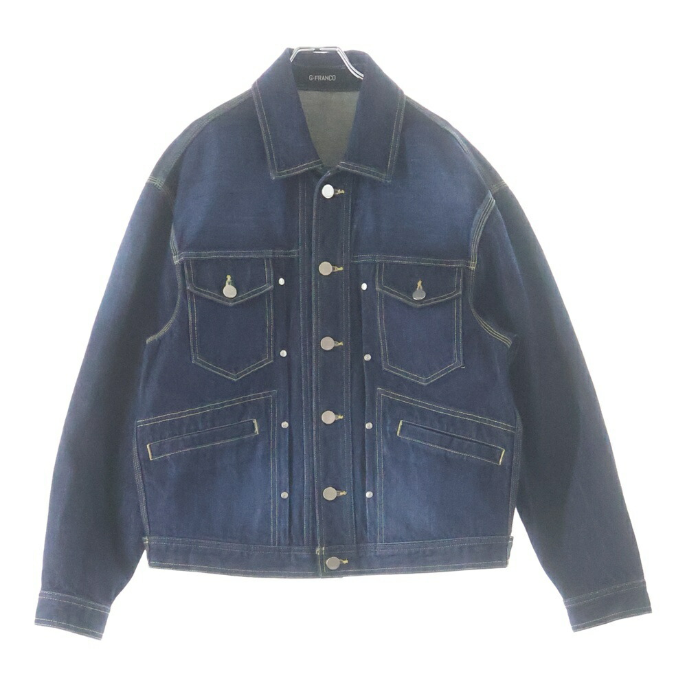 G-FRANCO(ジーフランコ) サイズ:S クロコダイルレザーパッチ付き デニムジャケット インディゴ 24JAWM-01【中古】【程度A】【カラーブルー】【オンライン限定商品】