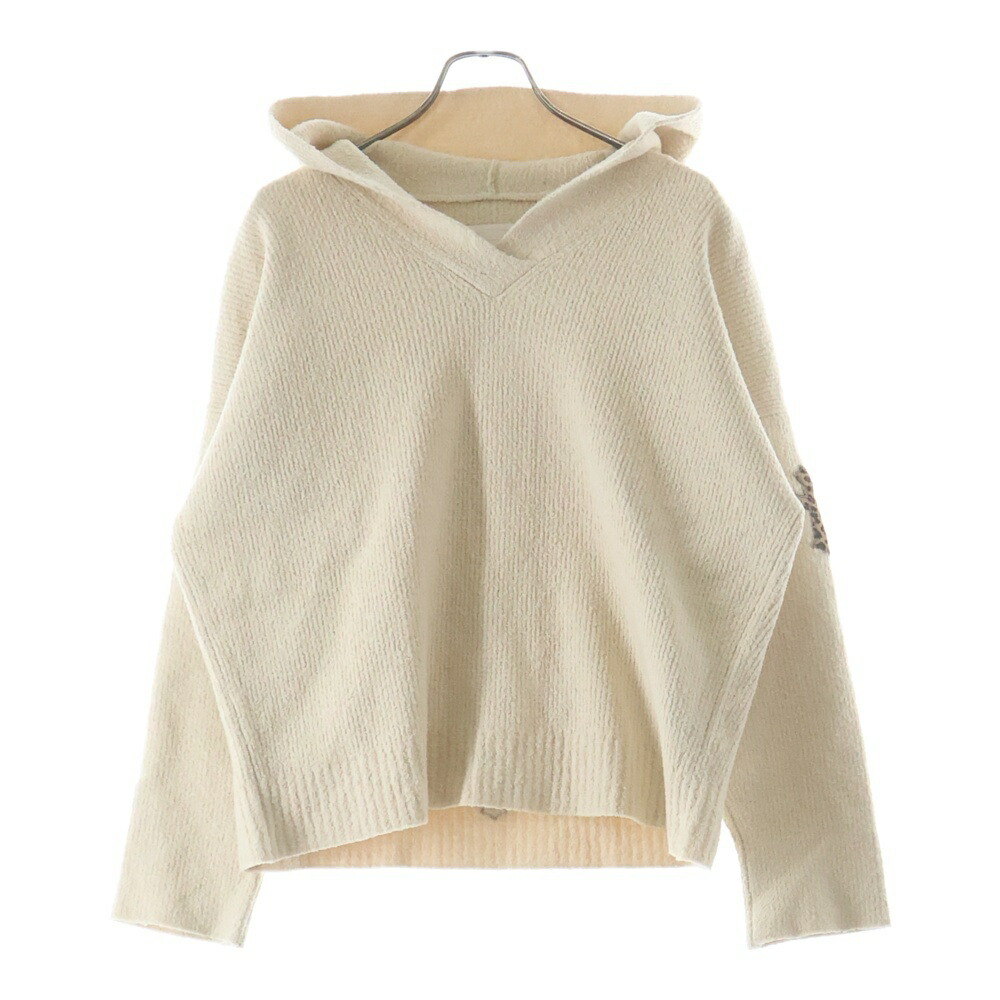 CHROME HEARTS(クロムハーツ) 大きさ:XSM/SML OVERCAST ハラコクロスパッチ カシミヤニットプルオーバーパーカー べージュ【中古】【度合いA】【色つやベージュ】【取りまわしバス発着場原宿】