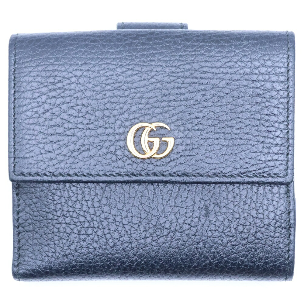 GUCCI(グッチ) GGマーモント レザー コンパクトウォレット 二つ折り財布 ブラック 456122【中古】【程度B】【カラーブラック】【取扱店舗BRING WASTE_NOT】|ブランド買取・販売 BRING
