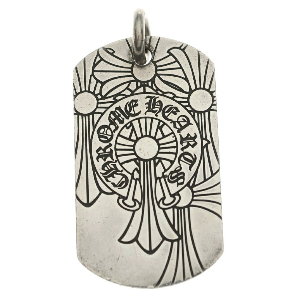 CHROME HEARTS(クロムハーツ) D TAG LRG GOD BLESS ラージゴッドブレス ドッグタグ シャンデリヤとっ始め しろがね色【中古】【度合いB】【色つやしろがね色】【取りまわしバス発着場OneStyle名古屋運動場店】