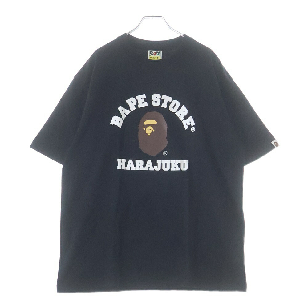 A BATHING APE(アベイシングエイプ) 大きさ:XL 26SS BAPE STORE HARAJUKU COLLEGE TEE 向こう正面青写真 原宿制限事項 半袖プルオーバー カットソー 黒いこと【中古】【座標軸A】【色合い黒いこと】【取りまわしバス発着場BRING廟堂店】