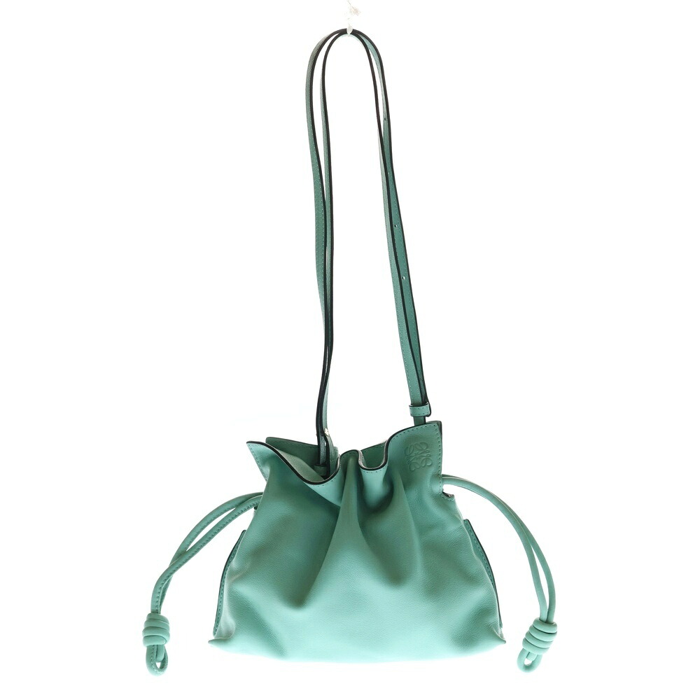 LOEWE(ロエベ) フラメンコクラッチミニ ショルダーバッグ ミニ御徒面子 ペパーミント緑であること なめし革【中古】【座標軸B】【色合い緑であること】【オンライン制限事項商いもの】