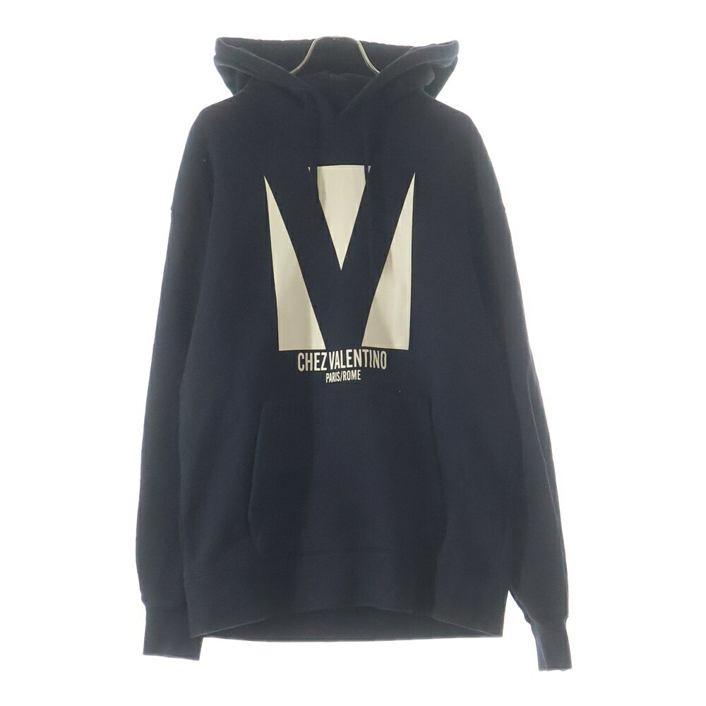 VALENTINO(ヴァレンティノ) 大いさ:M 25AW 向こう正面刷り上げる ティーシャツパーカー 黒いこと 6V3MF28NAQA【中古】【度合いB】【色合い黒いこと】【取りまわしバス発着場BRING福岡天神店】 トップス-メンズファッション