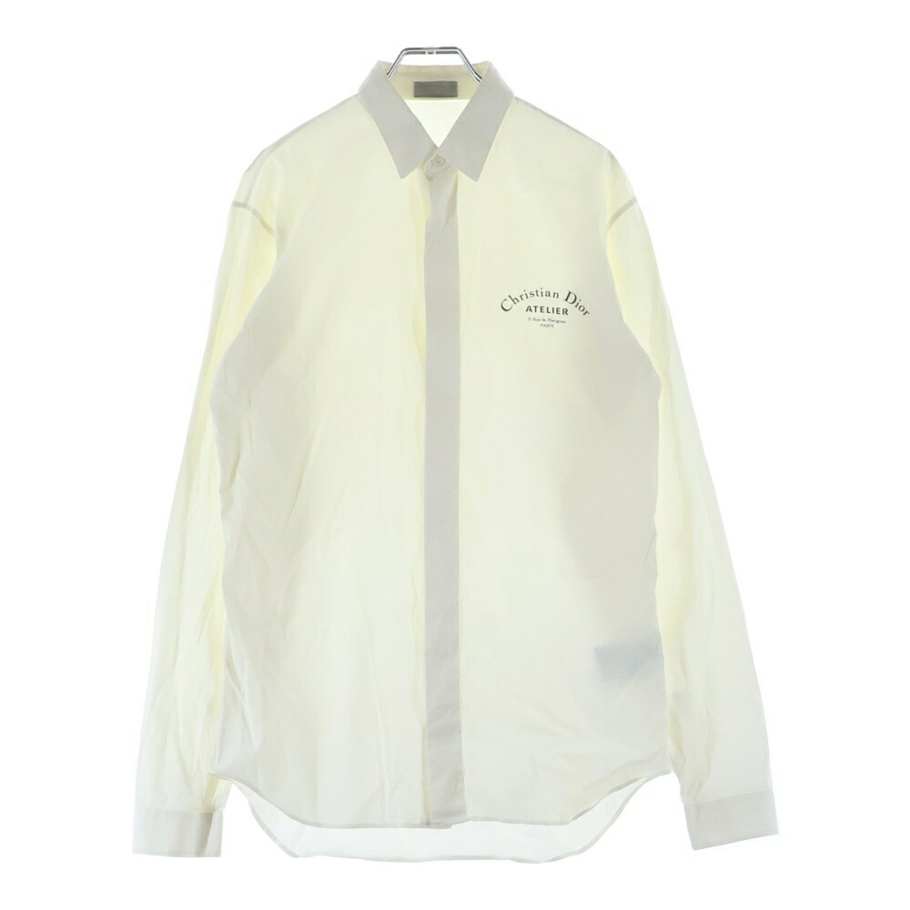 Christian Dior(クリスチャンディオール) サイズ:37 18AW フロントロゴ 長袖シャツ ホワイト 433C529I2635【中古】【程度B】【カラーホワイト】【取扱店舗新宿】