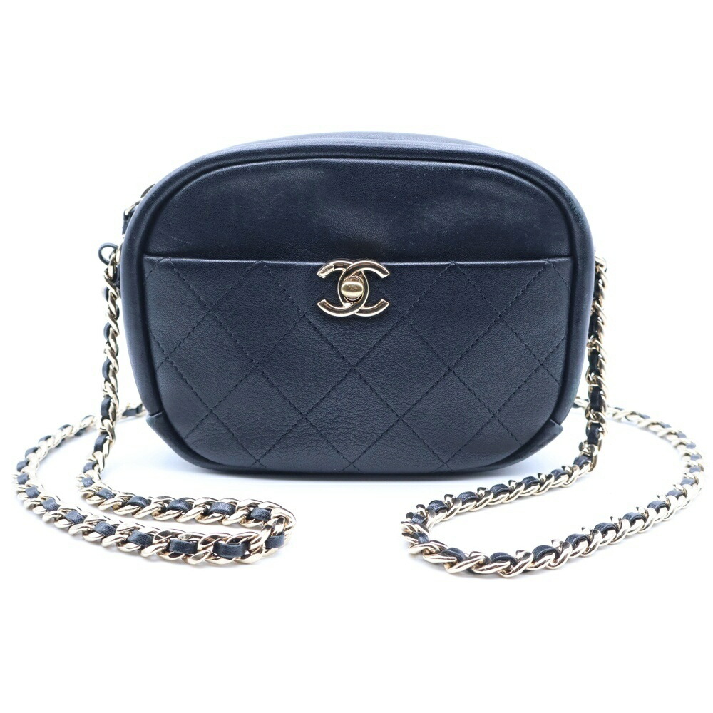 CHANEL(シャネル) マトラッセ カメラバック チェーンショルダーバック ラムスキン ゴールド金具 ブラック AS0137【中古】【程度B】【カラーブラック】【取扱店舗新宿】