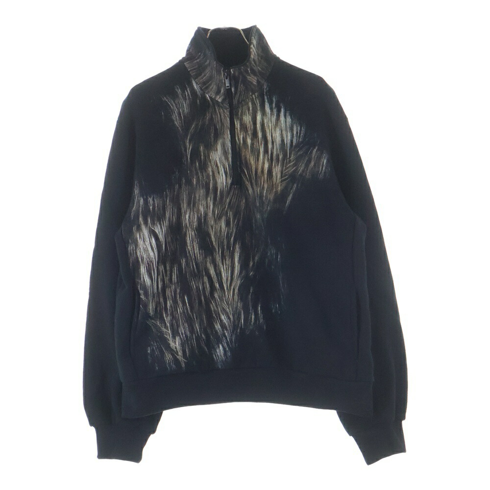 TAAKK(ターク) 大きさ:2 FUR PRINT JERSEY FLOCKY SWEATSHIRT ハーフジップ トレーナー 黒いこと TA25AW-JR-088【中古】【座標軸B】【色合い黒いこと】【取りまわしバス発着場BRING仙台店】