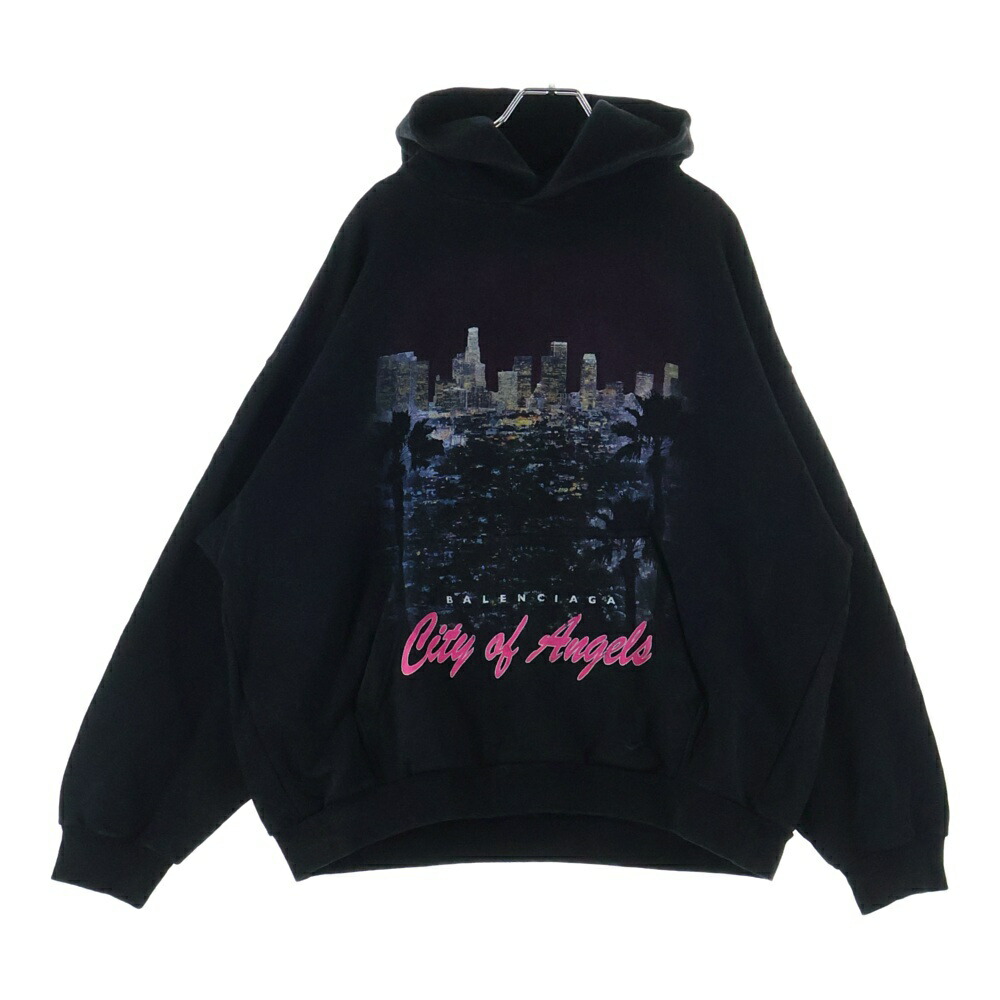 BALENCIAGA(バレンシアガ) 大いさ:L 25AW City Of Angels Hoodie Medium Fit シティオブエンジェル ミディアムフィット ティーシャツパーカー 黒いこと 767877 TSVR3【中古】【座標軸A】【色合い黒いこと】【取りまわしバス発着場BRING殿堂店】 メンズファッション-パーカー