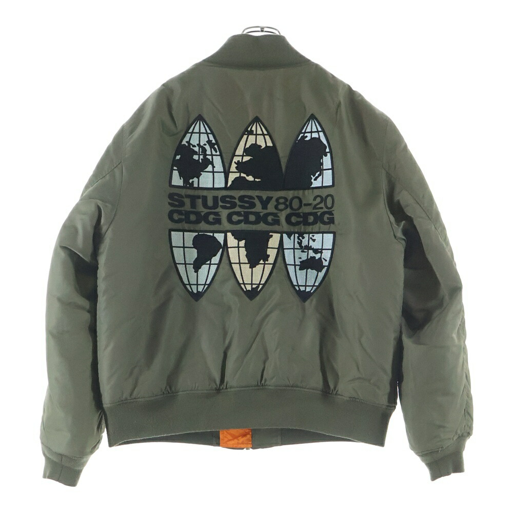STUSSY(ステューシー) 大きさ:L ×CDG MA-1 Jacket 40周年不死化 コムデ給仕 共同研究 上衣 カーキ【中古】【座標軸B】【色合いカーキ】【取りまわしバス発着場BRING札幌店】