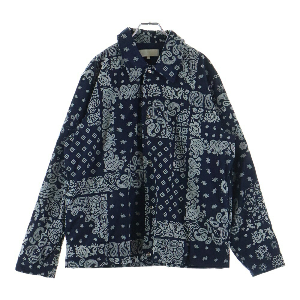 KITH(キス) サイズ:M 24AW Flocked Deconstructed Bandana Coaches Jacket フロック加工デコンストラクトバンダナコーチジャケット ネイビー KHM010370【中古】【程度B】【カラーネイビー】【取扱店舗BRING WASTE_NOT】｜ブランド買取・販売　BRING