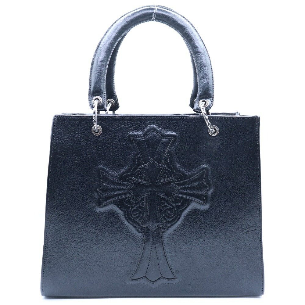 CHROME HEARTS(クロムハーツ) フェアリークロスパッチレザーハンドバッグ【中古】【度合いB】【色つや黒いこと】【取りまわしバス発着場BRING亜米利加村店】