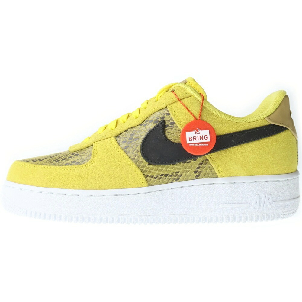NIKE(ナイキ) 大きさ:27.0珊 AIR FORCE 1 LOW 07 PRM SNAKESKIN スネークスキン 空軍1 置き目 ローカットスニーカー US9/27.0珊 BQ4424-700 黄色【新古品/中古】【度合いS】【色つや黄色】【取りまわしバス発着場BRING仙台店】