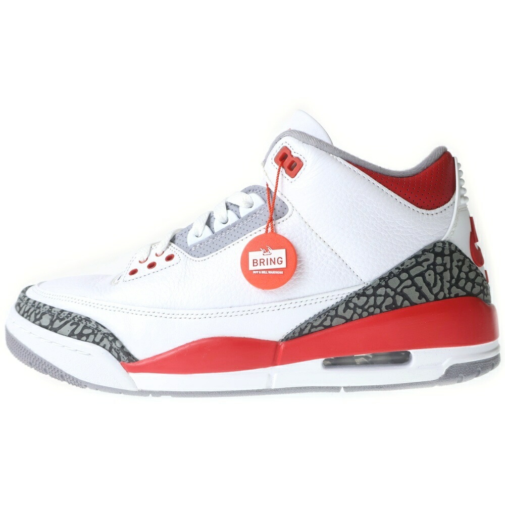 NIKE(ナイキ) 大きさ:28.0珊 AIR JORDAN 3 RETRO DN3707-160 エアジョーダン 3 レトロ ファイヤーレッド ハイカットスニーカー 白いこと/赤いこと US10/28.0珊【中古】【度合いA】【色つや白いこと】【取りまわしバス発着場BRING KICKS】