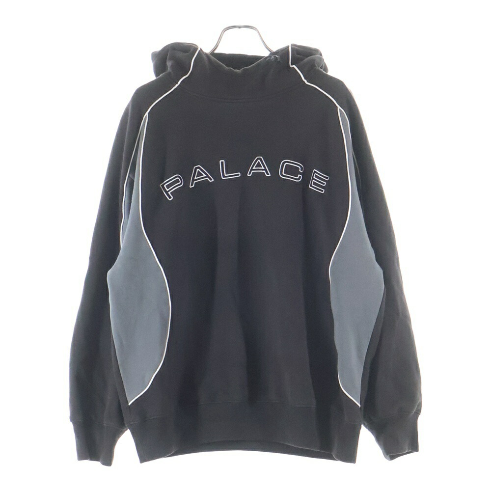 Palace Skateboards(パレススケートボーズ) サイズ:M SKILINE HOODED SWEATSHIRT パイピング 切替 フードドローコード プルオーバーパーカー ブラック【中古】【程度B】【カラーブラック】【取扱店舗BRING福岡天神店】