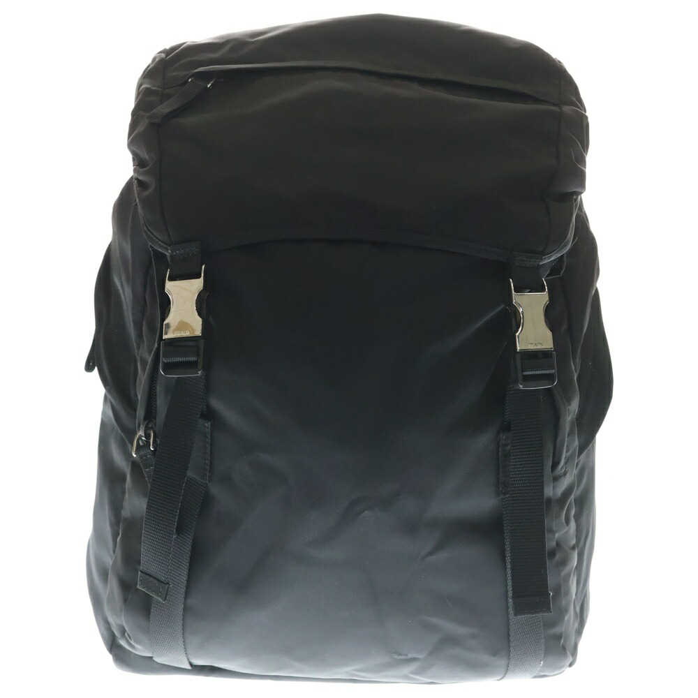 PRADA(プラダ) テスート うしろ側容器に並べる 背嚢 うしろ側容器に並べる ナイロン 2VZ062 しろがね色金具【中古】【度合いB】【色つや黒いこと】【取りまわしバス発着場新宿】